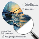 Vangogh Seascape With Fishing III - Asymmetric Metal Wall Clock