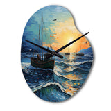 Vangogh Seascape With Fishing III - Asymmetric Metal Wall Clock