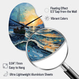 Vangogh Seascape With Fishing III - Asymmetric Metal Wall Clock