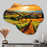 Vangogh Sunlit Vineyards I - Asymmetric Metal Wall Clock