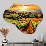 Vangogh Sunlit Vineyards I - Asymmetric Metal Wall Clock