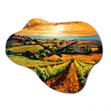 Vangogh Sunlit Vineyards I - Asymmetric Metal Wall Clock