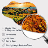Vangogh Sunlit Vineyards I - Asymmetric Metal Wall Clock