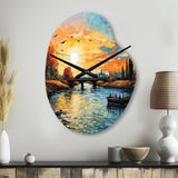 Vangogh The Bridge At Arles II - Asymmetric Metal Wall Clock