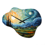 Vangogh The Swaying Cypress II - Asymmetric Metal Wall Clock