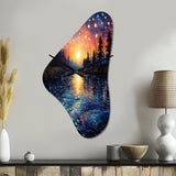 Vangogh Twilight Reflections Pointillism - Asymmetric Metal Wall Clock
