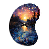 Vangogh Twilight Reflections Pointillism - Asymmetric Metal Wall Clock