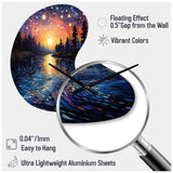 Vangogh Twilight Reflections Pointillism - Asymmetric Metal Wall Clock