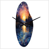 Vangogh Twilight Reflections Pointillism - Asymmetric Metal Wall Clock