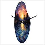Vangogh Twilight Reflections Pointillism - Asymmetric Metal Wall Clock
