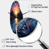 Vangogh Twilight Reflections Pointillism - Asymmetric Metal Wall Clock