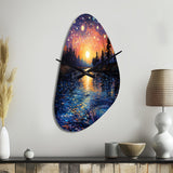Vangogh Twilight Reflections Pointillism - Asymmetric Metal Wall Clock