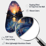 Vangogh Twilight Reflections Pointillism - Asymmetric Metal Wall Clock