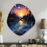 Vangogh Twilight Reflections Pointillism - Asymmetric Metal Wall Clock