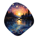 Vangogh Twilight Reflections Pointillism - Asymmetric Metal Wall Clock