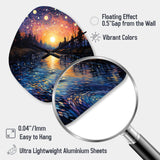 Vangogh Twilight Reflections Pointillism - Asymmetric Metal Wall Clock