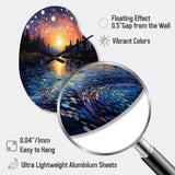 Vangogh Twilight Reflections Pointillism - Asymmetric Metal Wall Clock