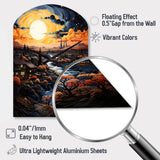 Vangogh Village At Sunset I - Asymmetric Metal Wall Clock