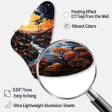 Vangogh Village At Sunset I - Asymmetric Metal Wall Clock