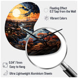 Vangogh Village At Sunset I - Asymmetric Metal Wall Clock