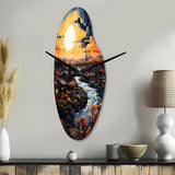 Vangogh Village At Sunset I - Asymmetric Metal Wall Clock