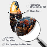 Vangogh Village At Sunset I - Asymmetric Metal Wall Clock
