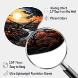 Vangogh Village At Sunset I - Asymmetric Metal Wall Clock