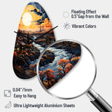 Vangogh Village At Sunset I - Asymmetric Metal Wall Clock