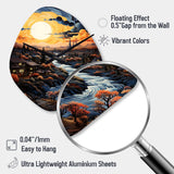 Vangogh Village At Sunset I - Asymmetric Metal Wall Clock