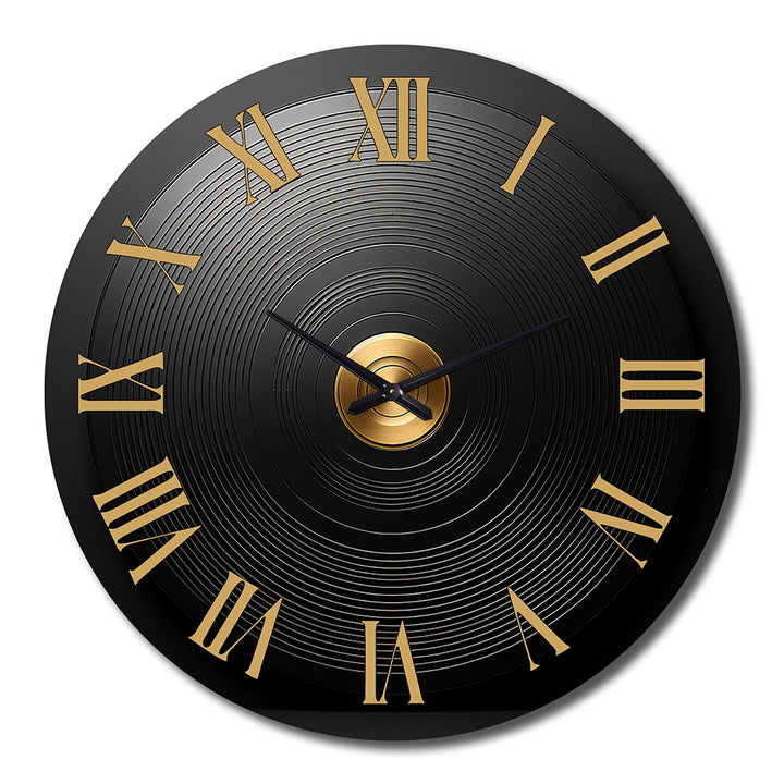 IDesignart Black and Gold Vinyl Serenade II - Fashion Metal Wall Clock