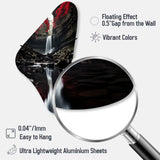 Grey and Red Waterfall Of Eternity II - Asymmetric Metal Wall Clock