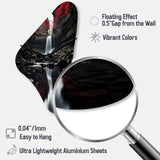 Grey and Red Waterfall Of Eternity II - Asymmetric Metal Wall Clock