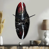 Grey and Red Waterfall Of Eternity II - Asymmetric Metal Wall Clock