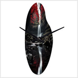 Grey and Red Waterfall Of Eternity II - Asymmetric Metal Wall Clock