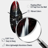 Grey and Red Waterfall Of Eternity II - Asymmetric Metal Wall Clock