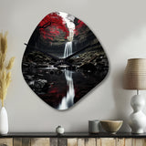 Grey and Red Waterfall Of Eternity II - Asymmetric Metal Wall Clock