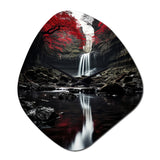 Grey and Red Waterfall Of Eternity II - Asymmetric Metal Wall Clock
