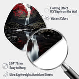 Grey and Red Waterfall Of Eternity II - Asymmetric Metal Wall Clock
