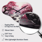 Pink Trees Waterfall Endless Journey - Asymmetric Metal Wall Clock