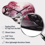 Pink Trees Waterfall Endless Journey - Asymmetric Metal Wall Clock