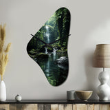 Waterfall Hidden Oasis Forest II - Asymmetric Metal Wall Clock