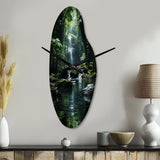 Waterfall Hidden Oasis Forest II - Asymmetric Metal Wall Clock
