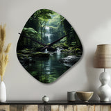 Waterfall Hidden Oasis Forest II - Asymmetric Metal Wall Clock