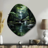 Waterfall Hidden Oasis Forest II - Asymmetric Metal Wall Clock