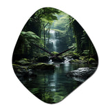 Waterfall Hidden Oasis Forest II - Asymmetric Metal Wall Clock