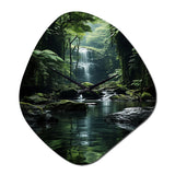 Waterfall Hidden Oasis Forest II - Asymmetric Metal Wall Clock