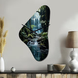 Waterfall Hidden Oasis I - Asymmetric Metal Wall Clock