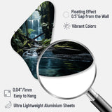 Waterfall Hidden Oasis I - Asymmetric Metal Wall Clock