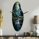 Waterfall Hidden Oasis I - Asymmetric Metal Wall Clock