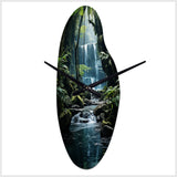Waterfall Hidden Oasis I - Asymmetric Metal Wall Clock
